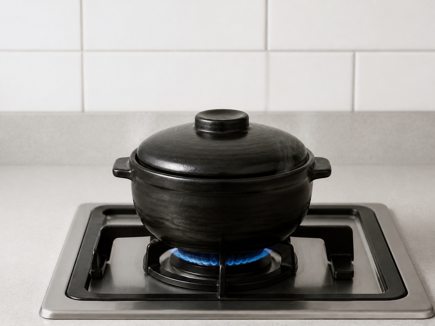 Korean Earthenware Steamed Egg — Steam until puffed