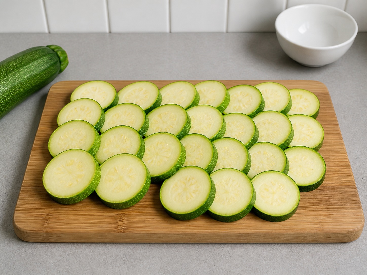 Korean Hobak Jeon Zucchini Pancakes: Slice the zucchini