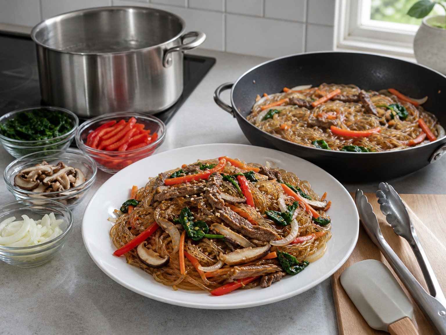韓式雜菜炒粉絲完成圖｜Korean Japchae Glass Noodles