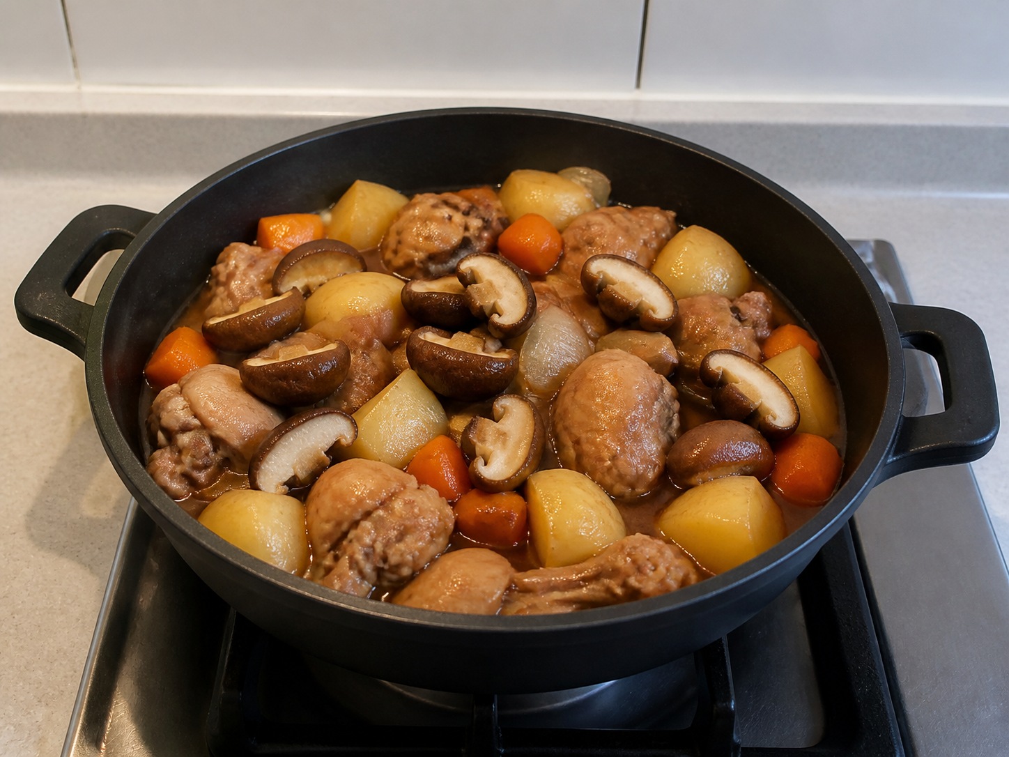 Jjimdak Ayam Kecap Korea: Masukkan shiitake