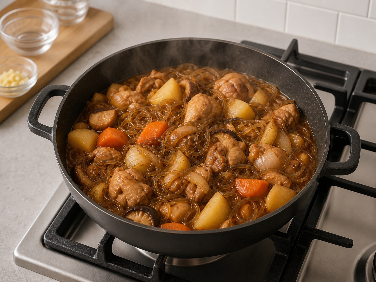 Jjimdak Ayam Kecap Korea: Masak soun