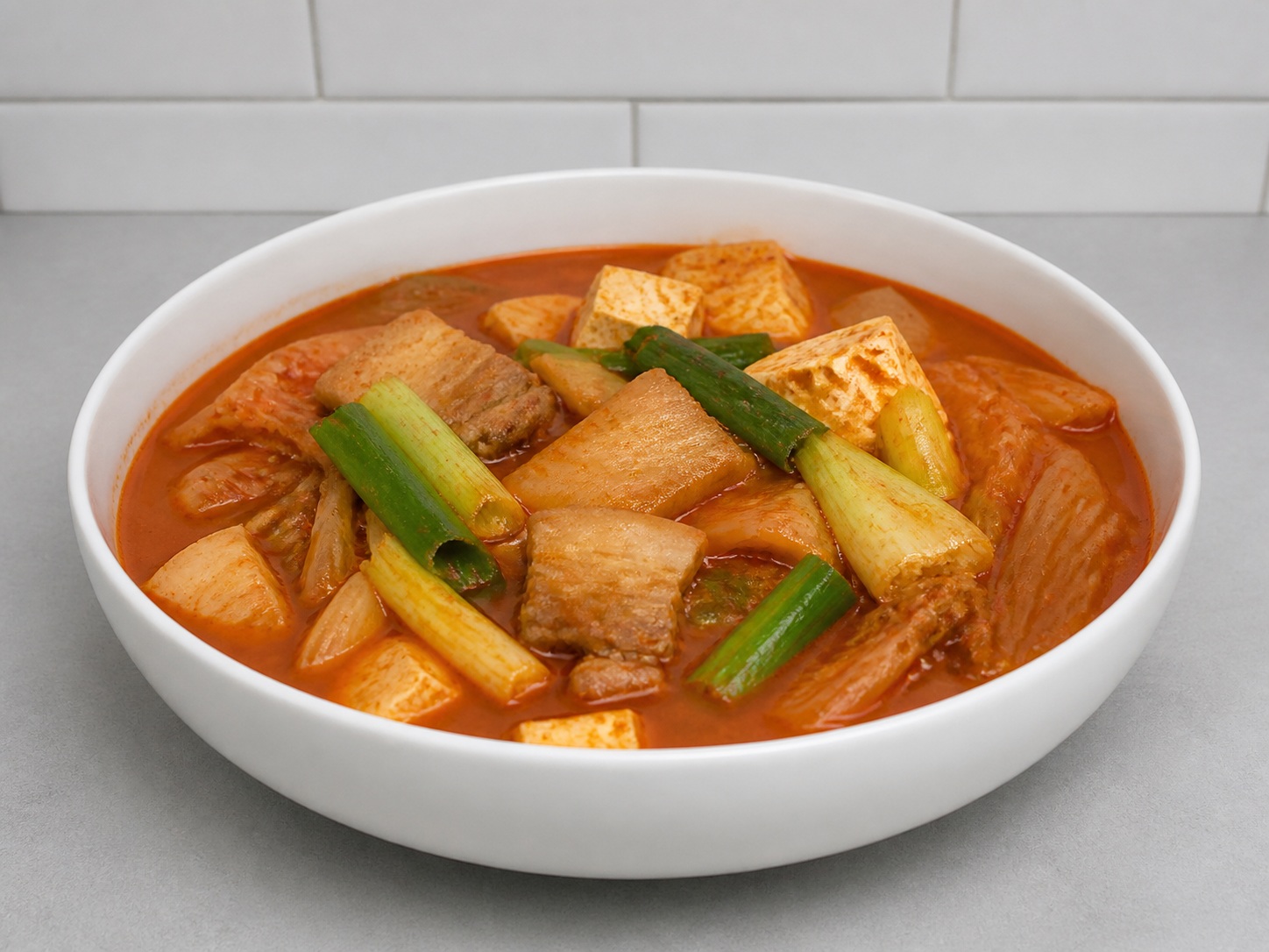 Korean Kimchi Stew with Pork and Tofu — finished dish