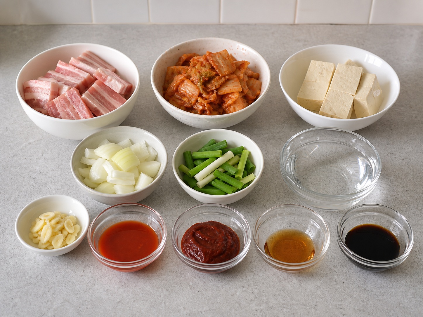Korean Kimchi Stew with Pork and Tofu — ingredient overview