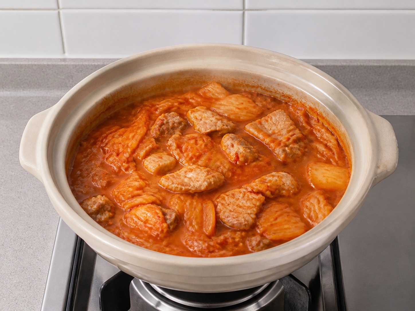 Korean Kimchi Stew with Pork and Tofu — Simmer stew