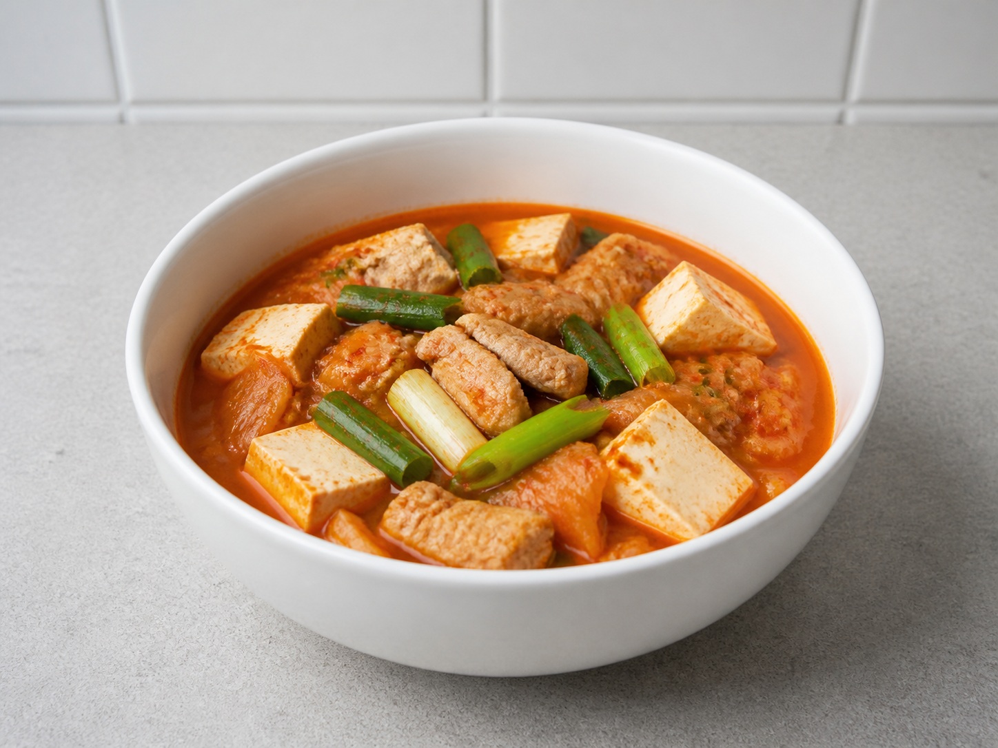 Korean Kimchi Stew with Pork and Tofu — Finish and serve