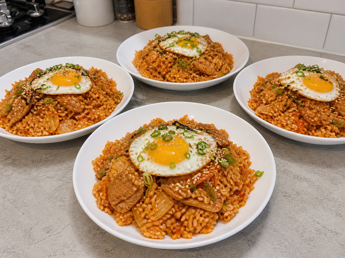 韓式泡菜豬肉炒飯配煎蛋 Korean Kimchi Pork Fried Rice with Fried Egg