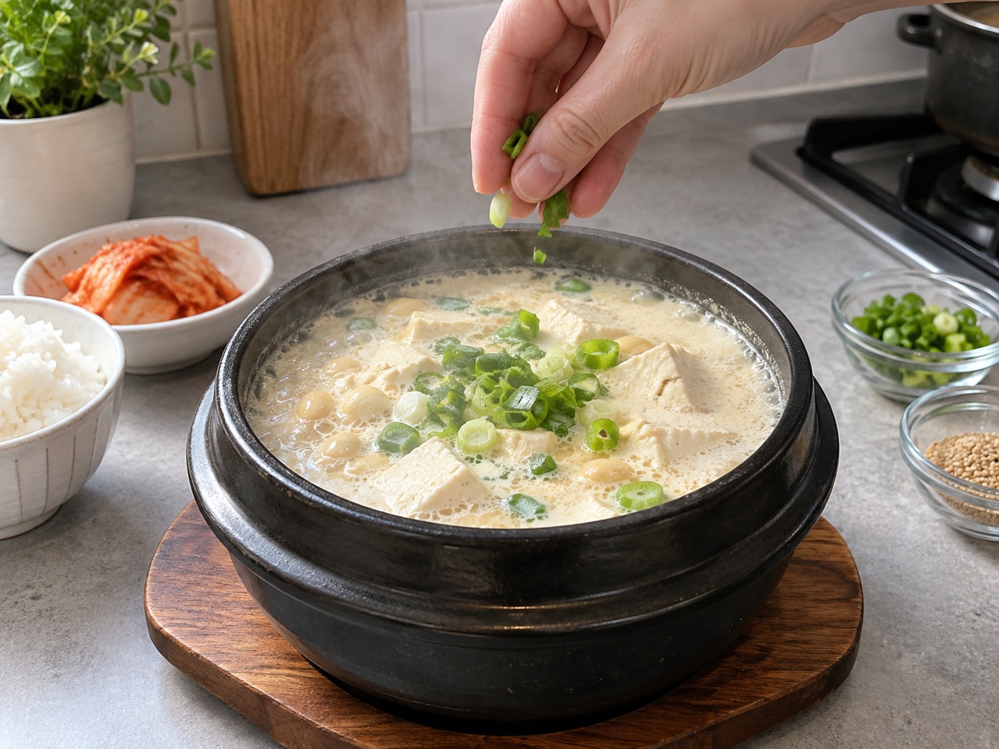 韓式豆渣豬肉鍋 — 完成圖
