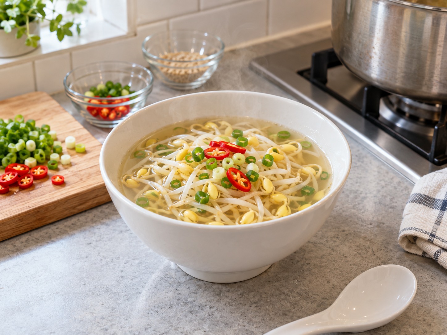 Korean Soybean Sprout Soup — finished dish