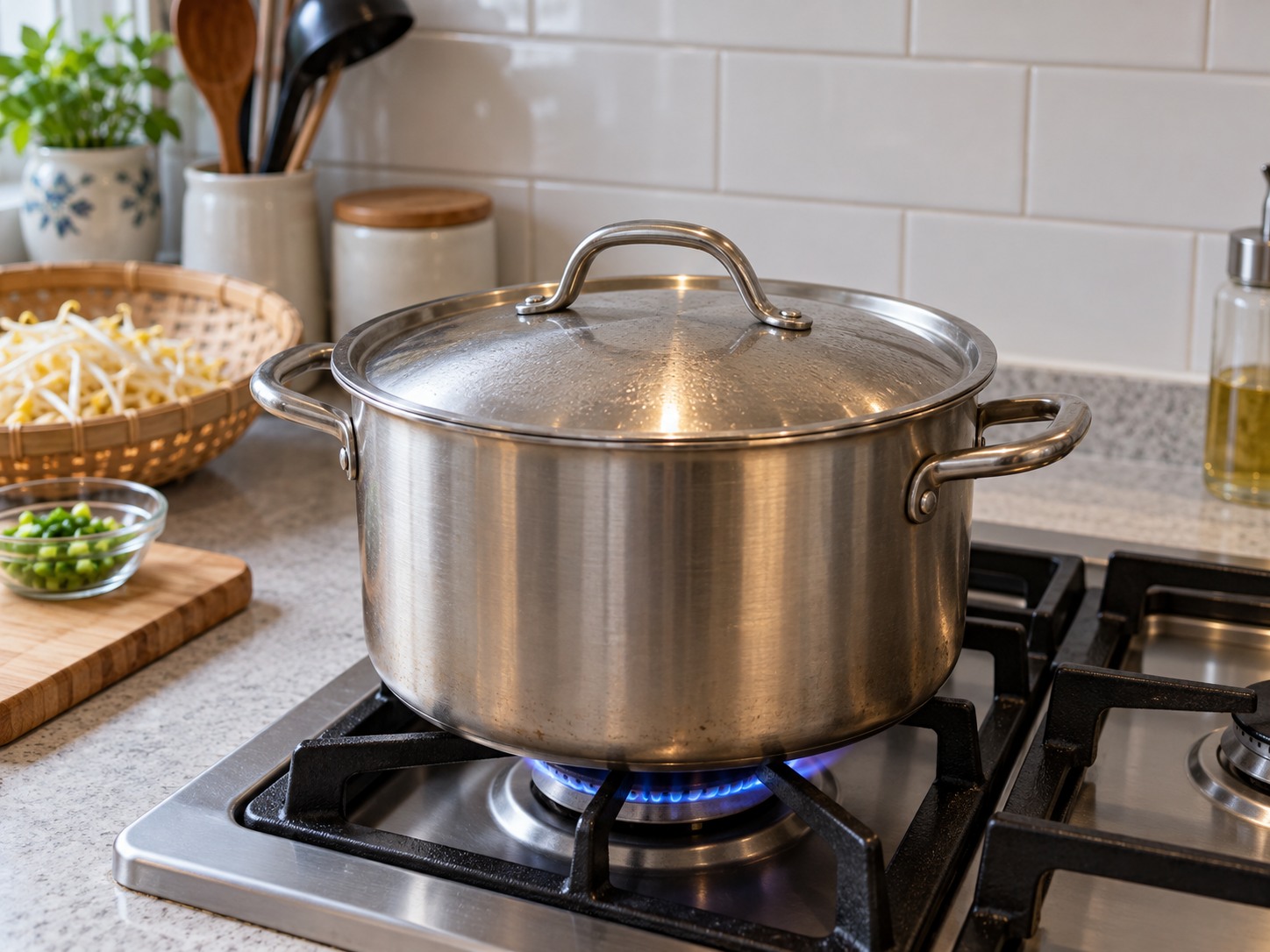 Korean Soybean Sprout Soup — Simmer without opening