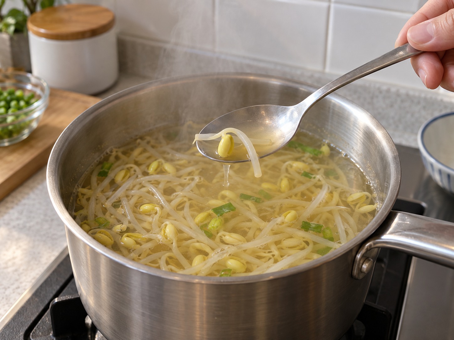 Korean Soybean Sprout Soup — Check sprout texture