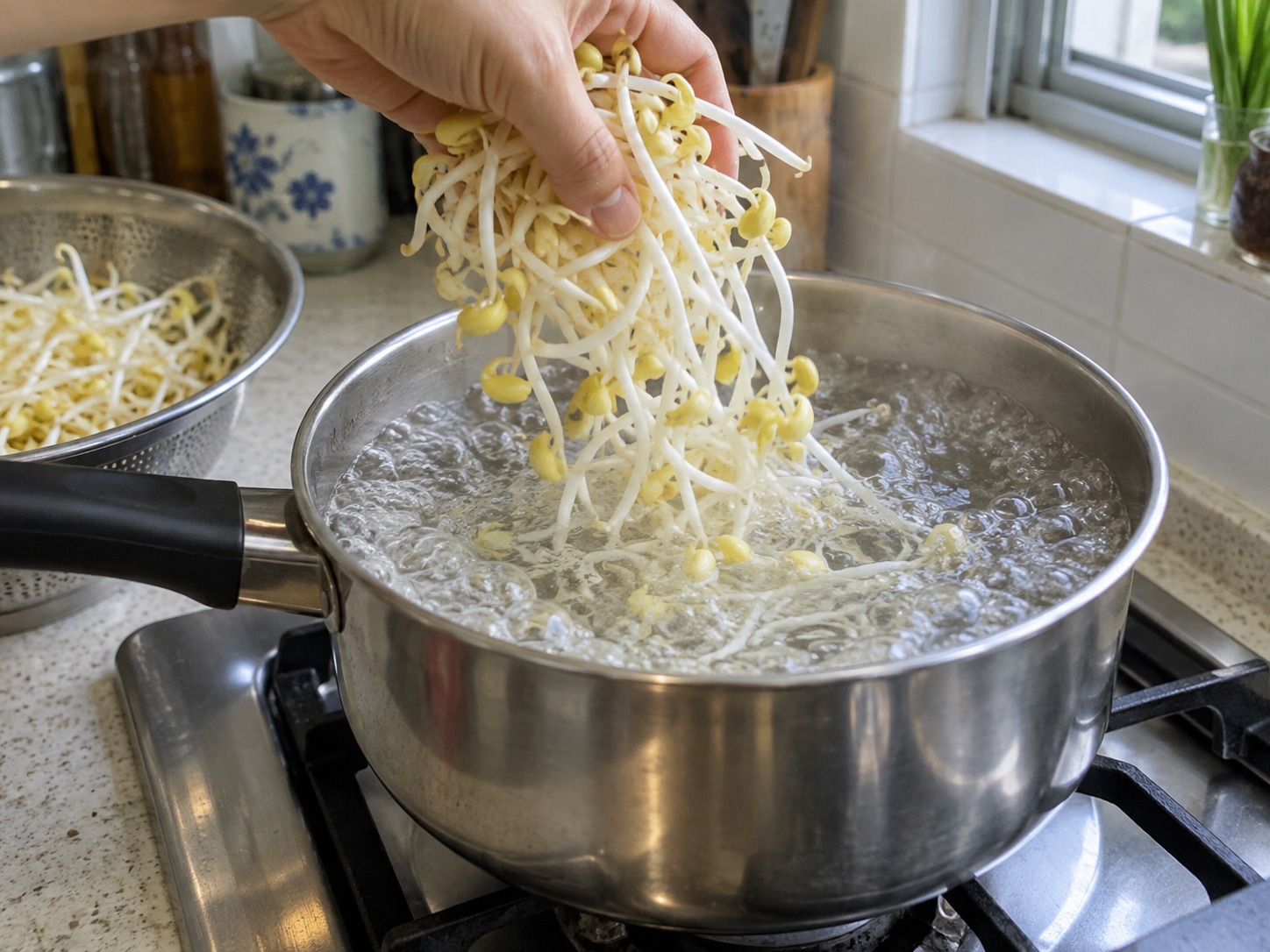 韓式麻油拌大豆芽 — 加入豆芽