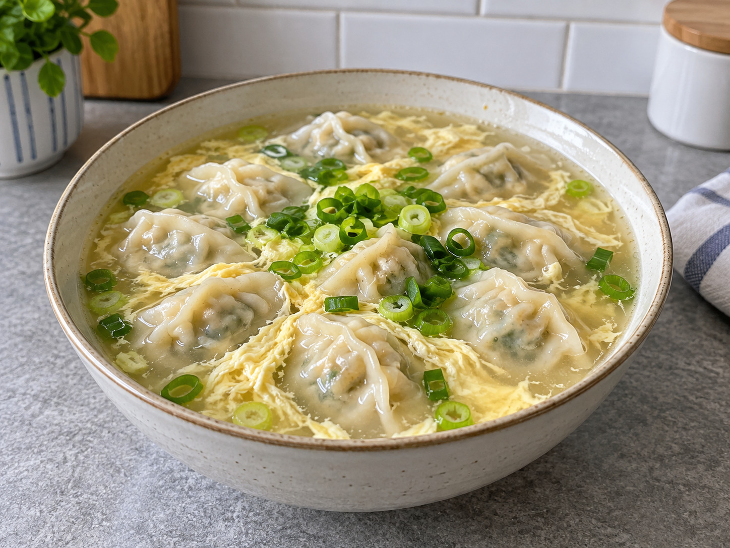 Korean Mandu Guk Dumpling Soup — finished dish