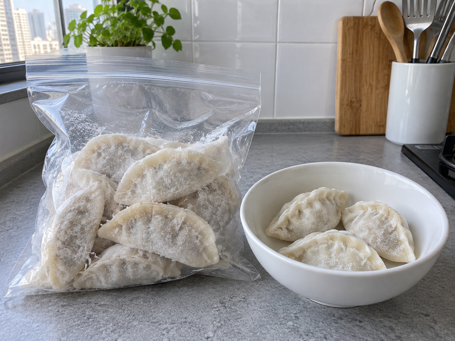 韓式餃子湯 — 查看急凍餃子包裝所需煮熟時間