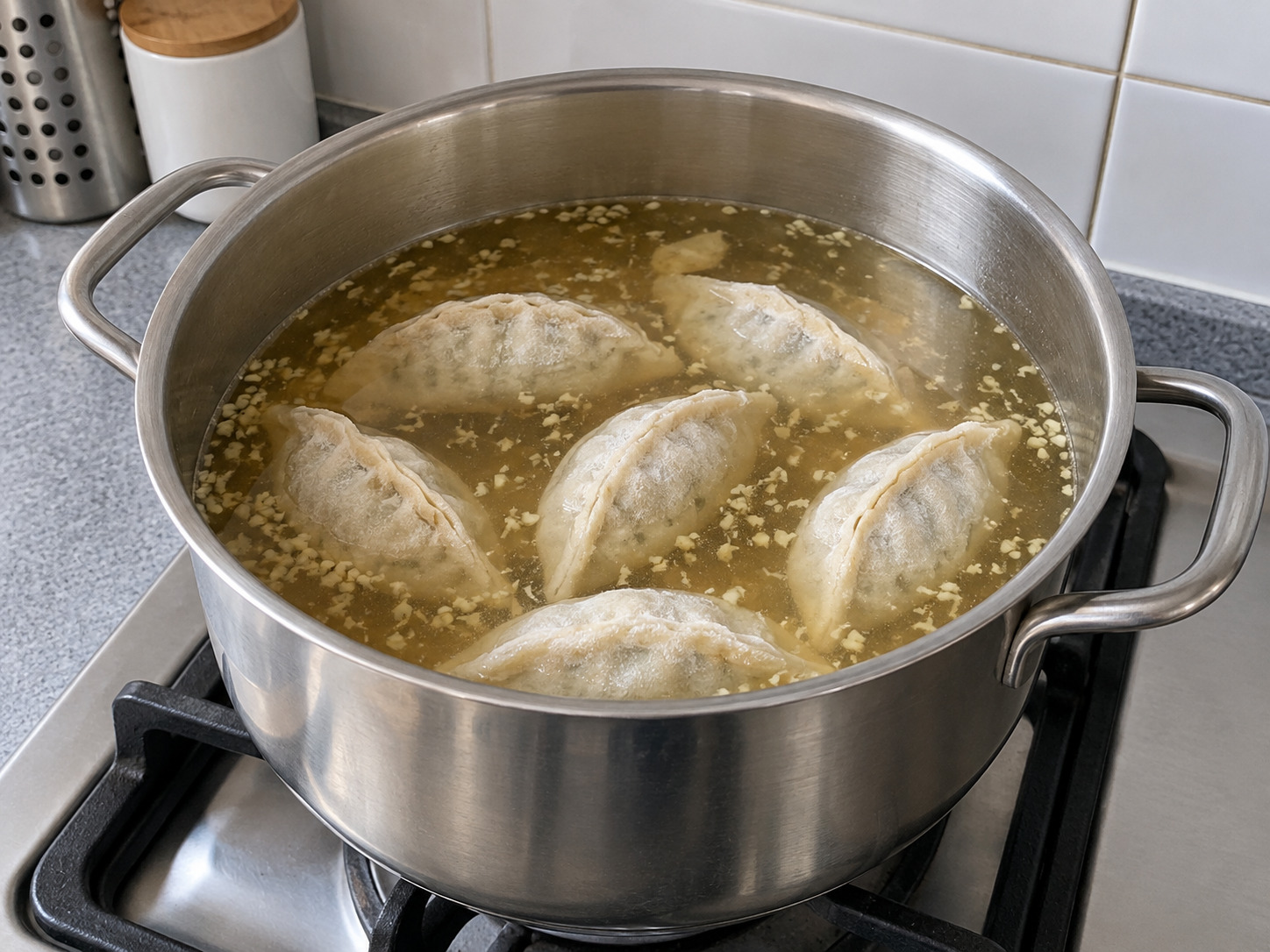 韓式餃子湯 — 餃子逐隻放入湯中