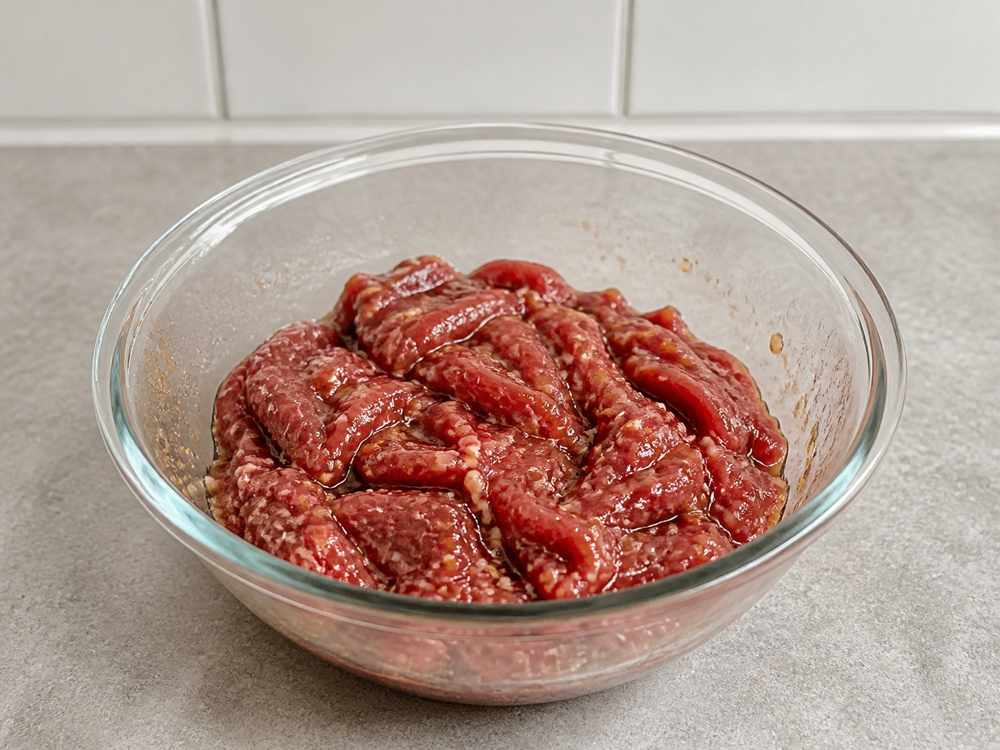 韓式牛肉海帶湯: 切牛肉調味