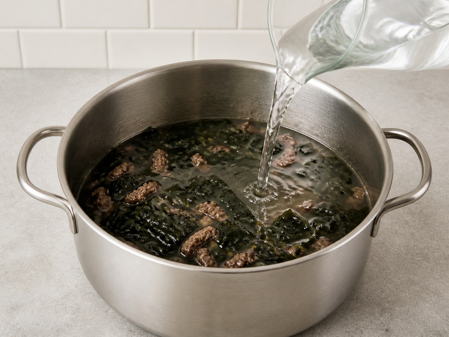 韓式牛肉海帶湯: 加入清水