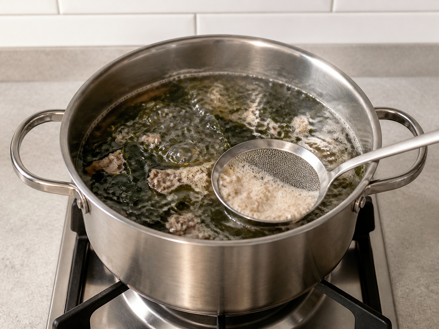 韓式牛肉海帶湯: 煮滾撇泡