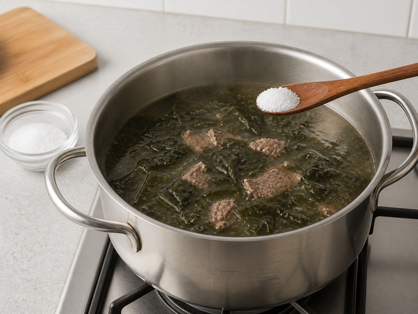 韓式牛肉海帶湯: 加鹽調味