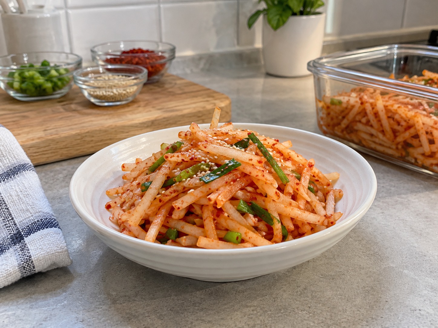 Salad Lobak Korea Musaengchae — hidangan selesai