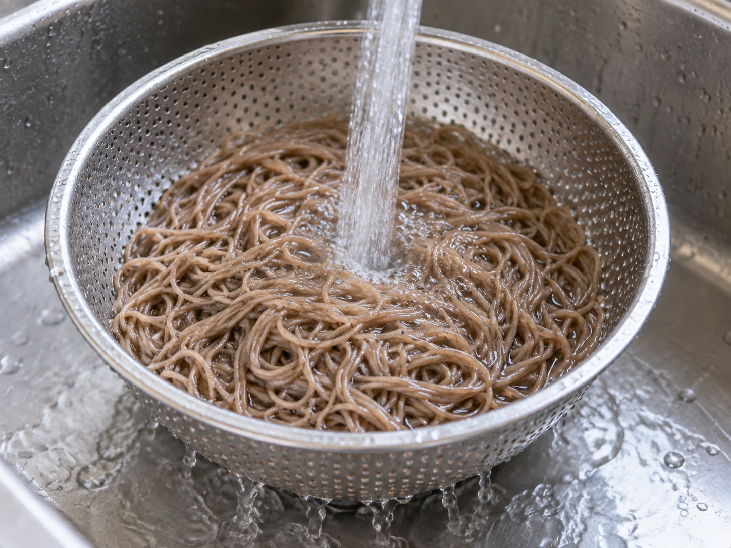 韓式冷蕎麥麵 — 沖洗麵條