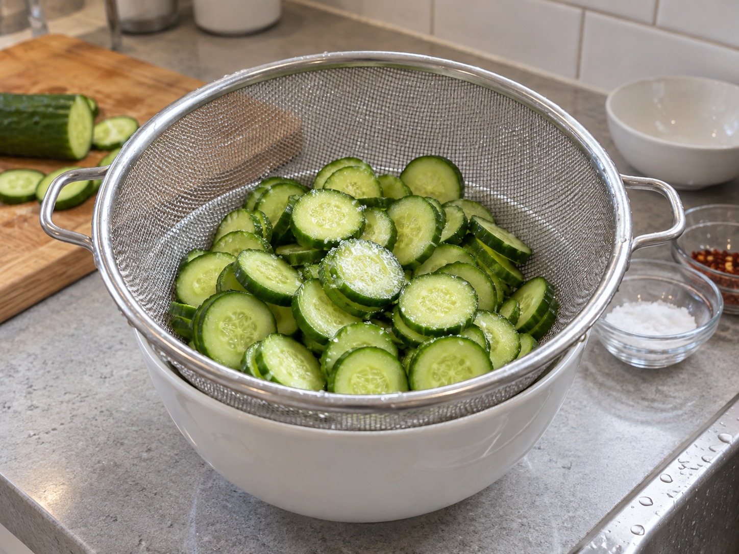 Salad Mentimun Pedas Korea — Diamkan agar berair