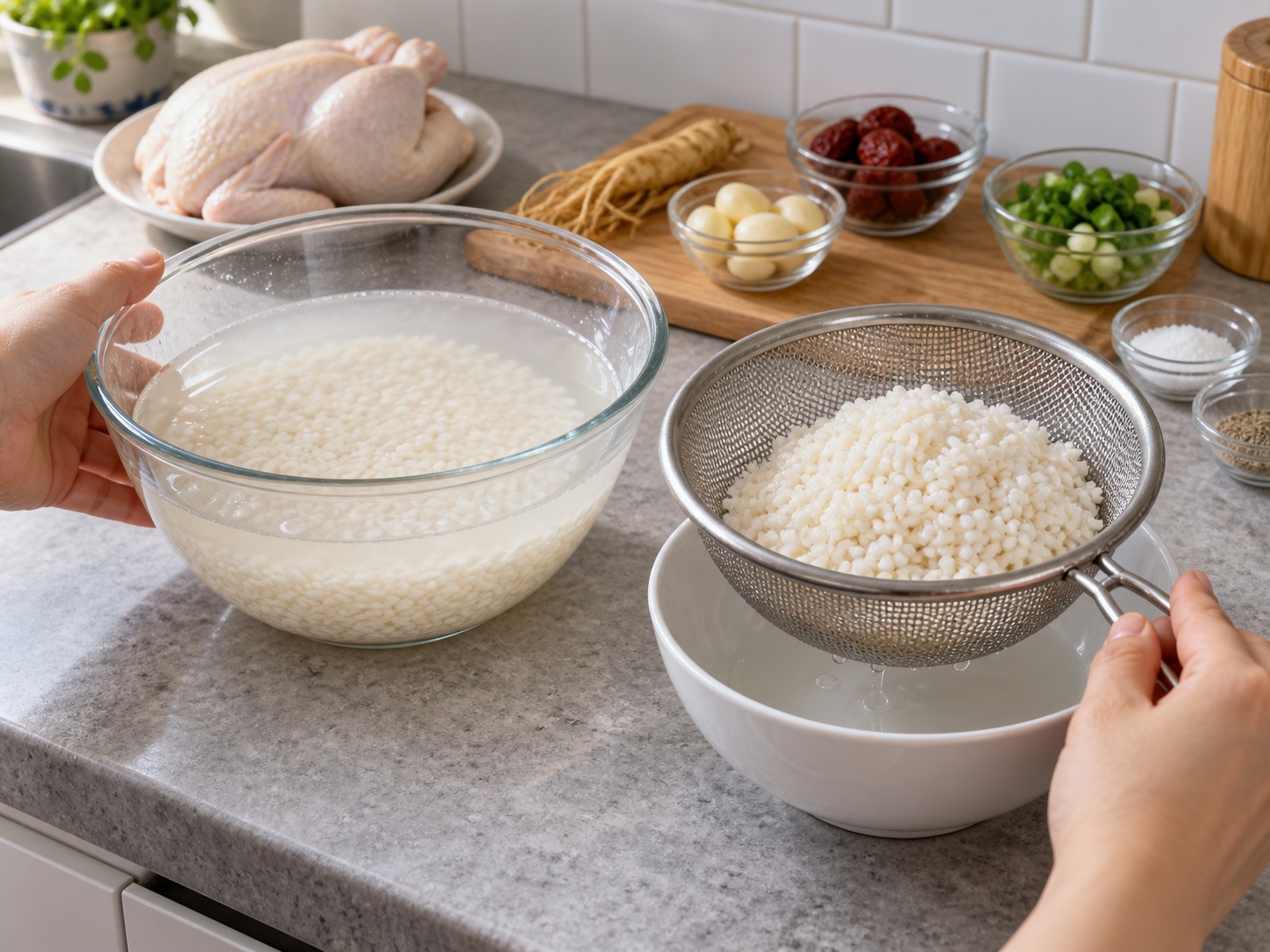 Korean Samgyetang — Rest glutinous rice