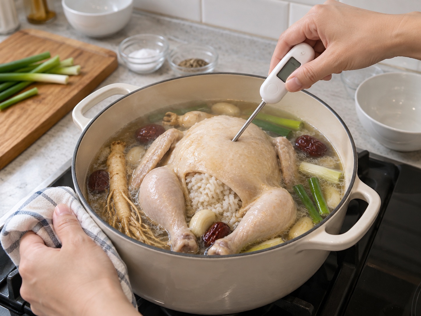 Korean Samgyetang — Check young whole chicken, 1