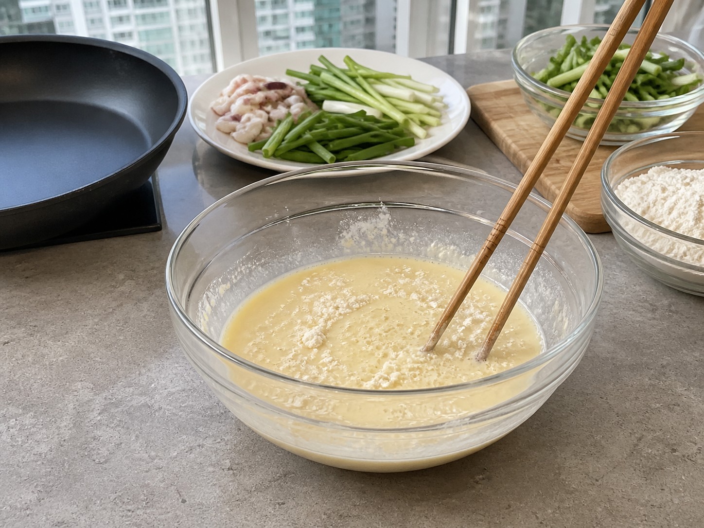 韓式海鮮蔥煎餅：冷麵糊