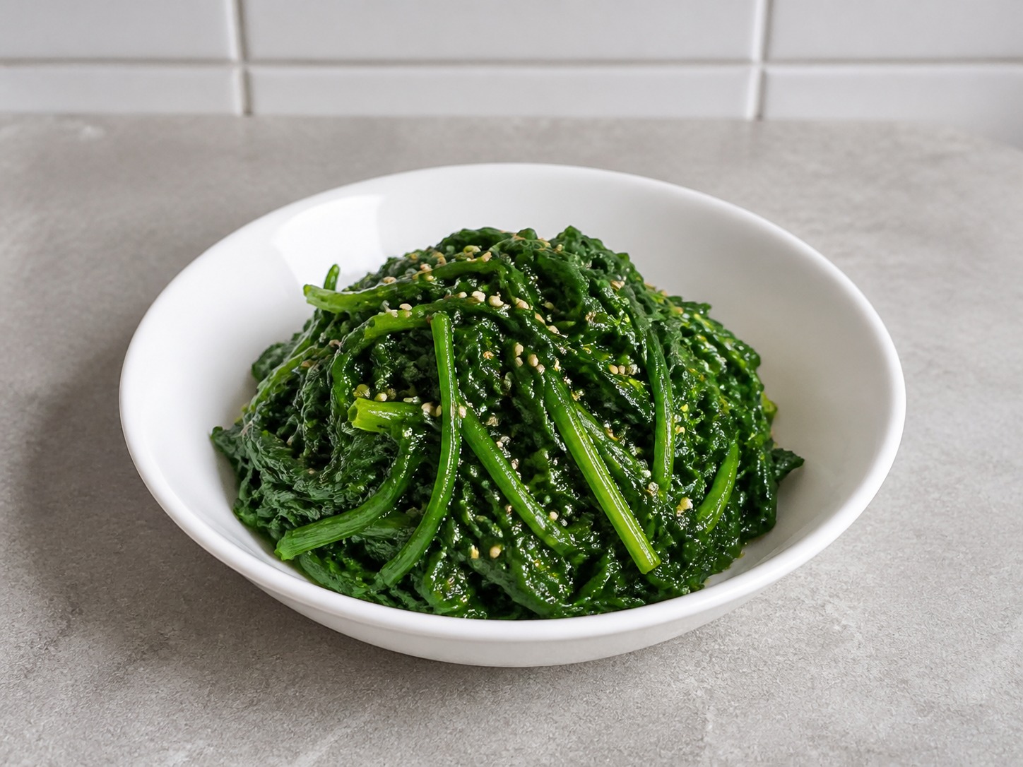 Korean Seasoned Spinach — finished dish