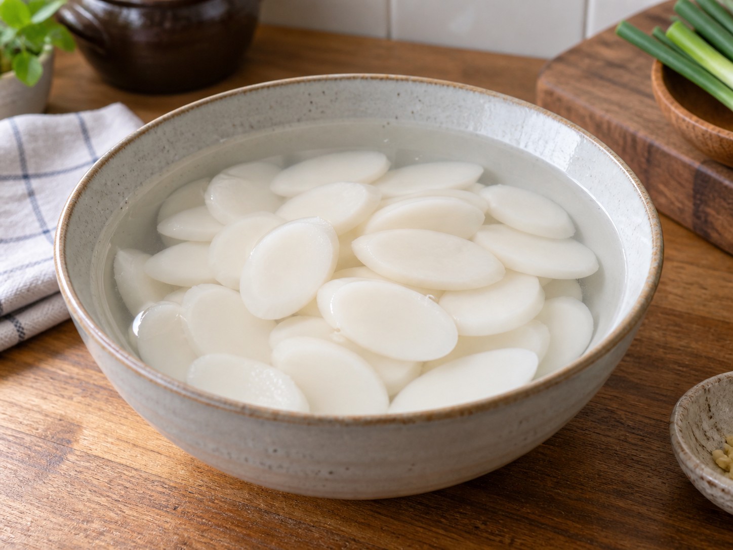 Korean Beef Rice Cake Soup — Soak the rice cakes