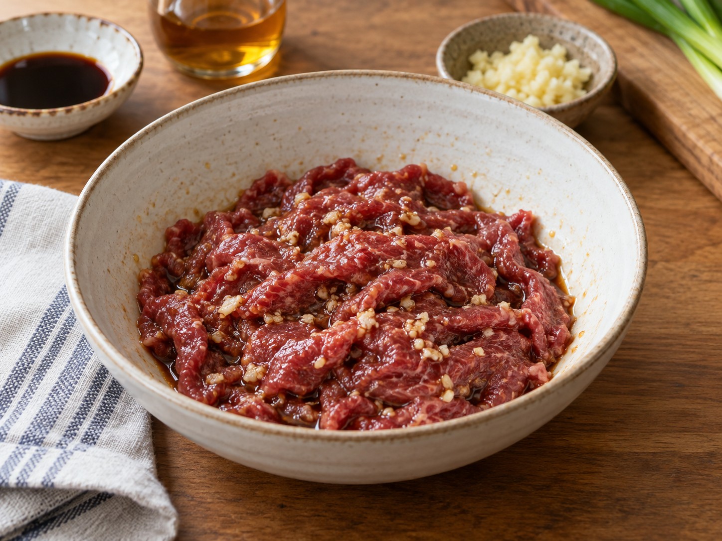 Korean Beef Rice Cake Soup — Season the beef