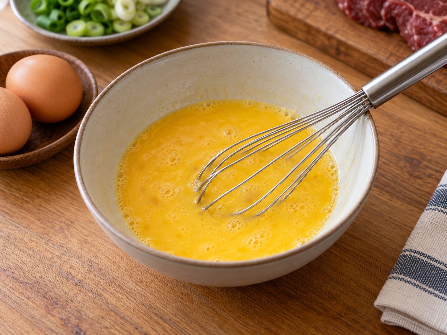 Korean Beef Rice Cake Soup — Beat the eggs
