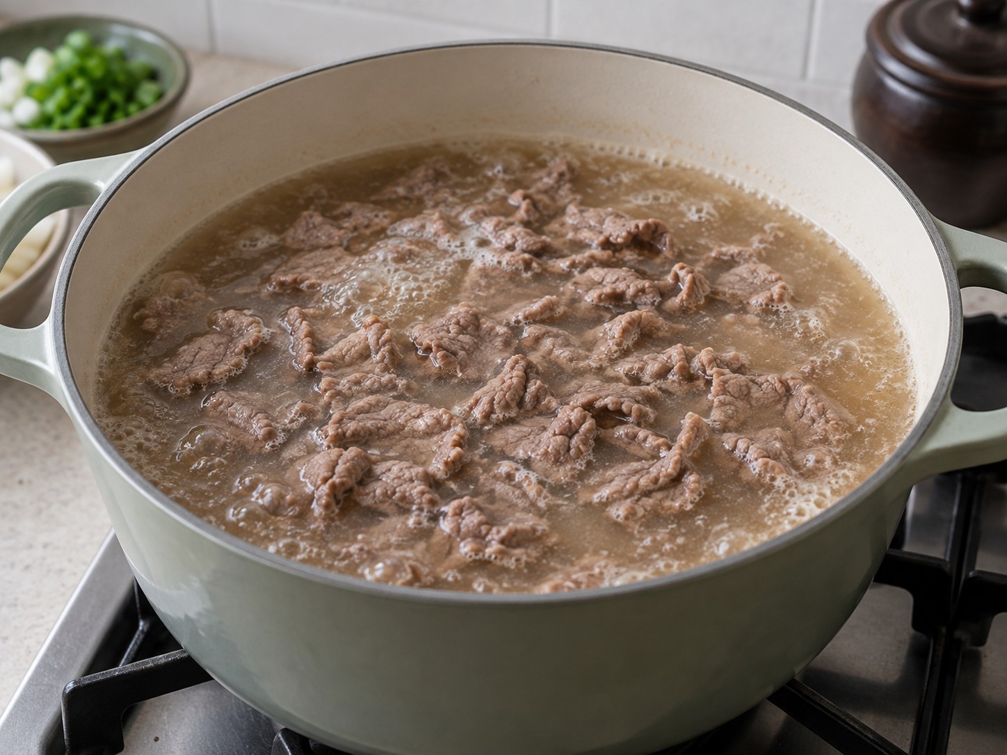 Korean Beef Rice Cake Soup — Cook the beef
