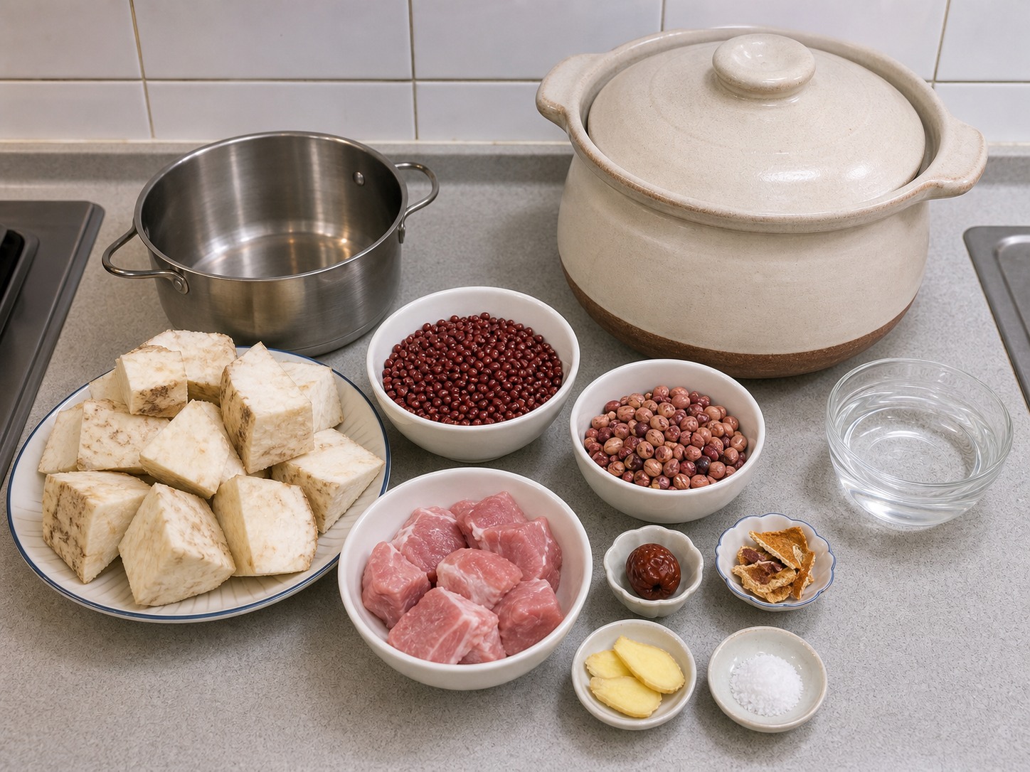 粉葛赤小豆瘦肉湯:準備材料