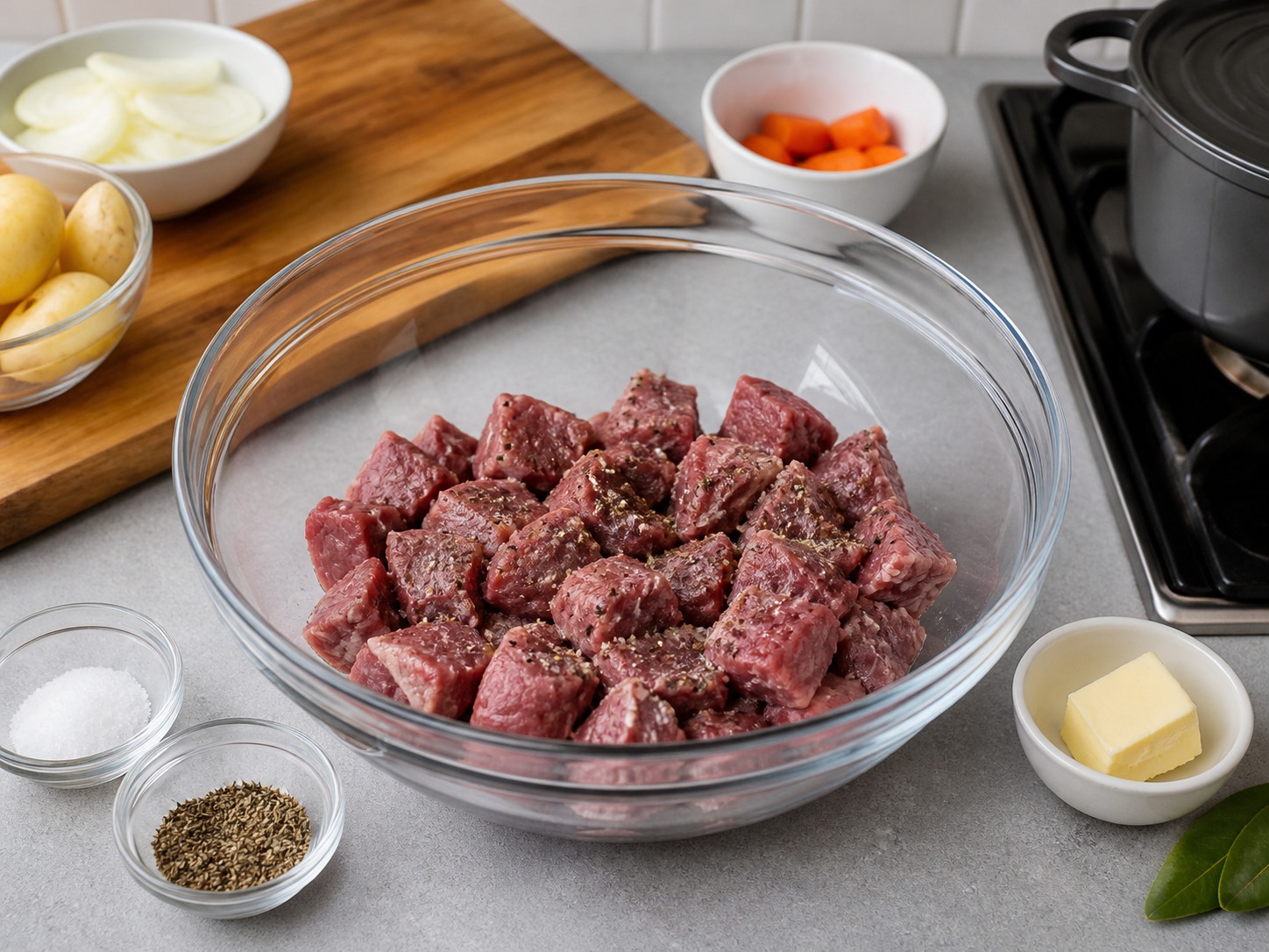 蘭開夏羊肉薯仔焗鍋 — 調味羊肉