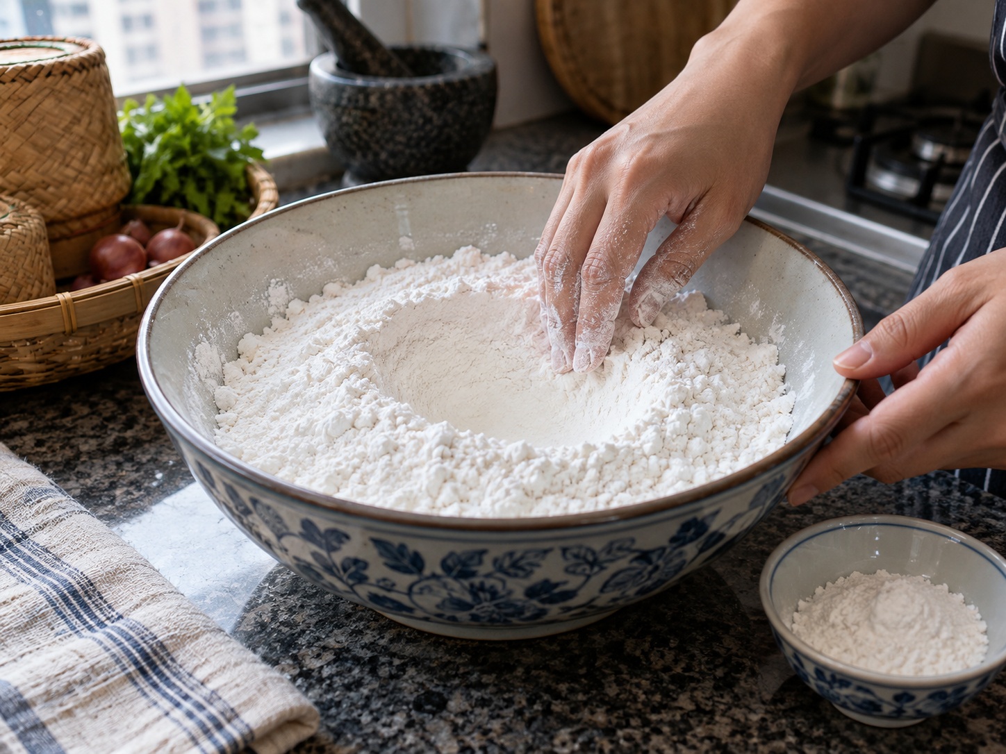 Laotian Khao Piak Sen — Combine the flours