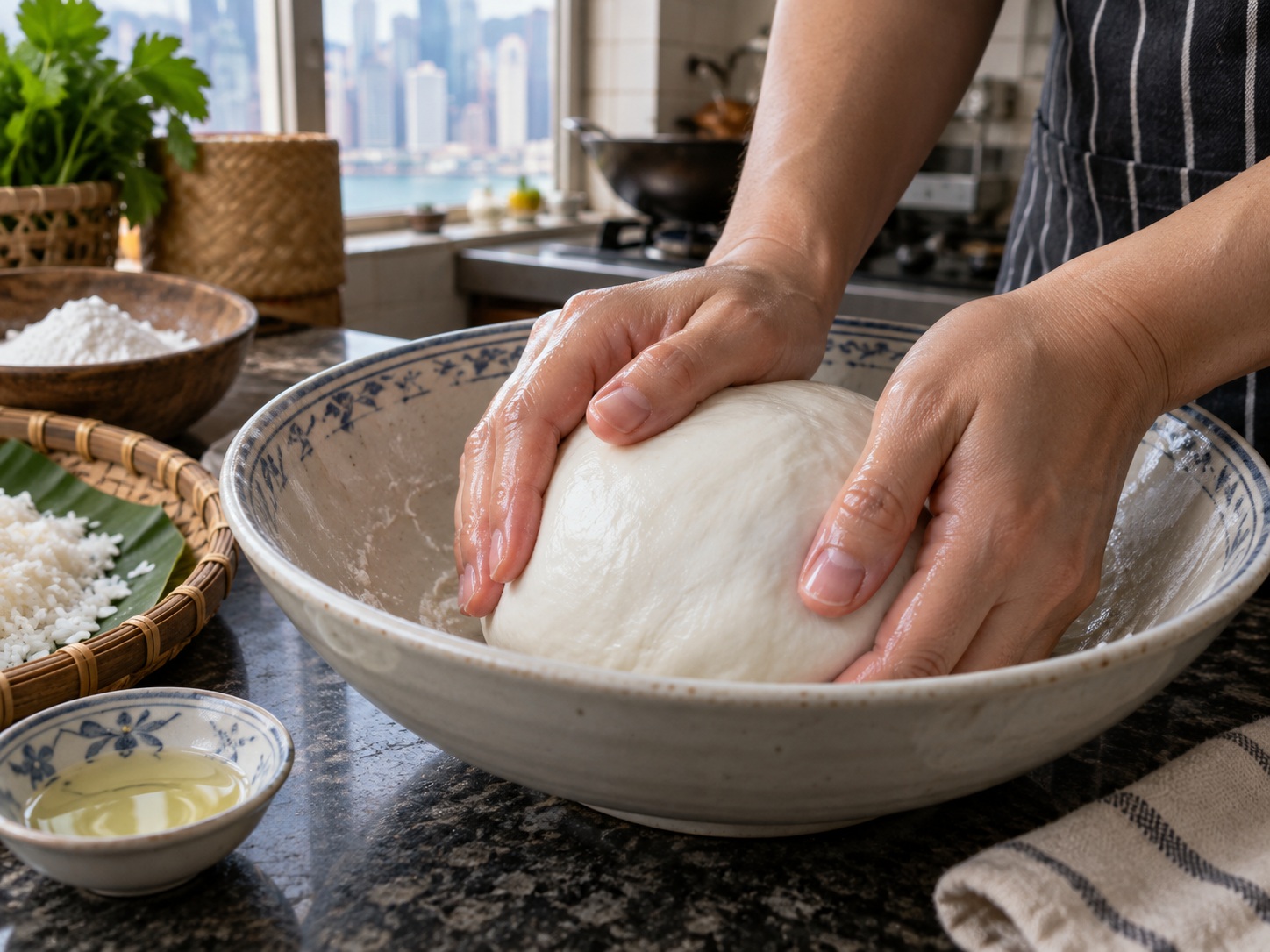 Laotian Khao Piak Sen — Knead an elastic dough