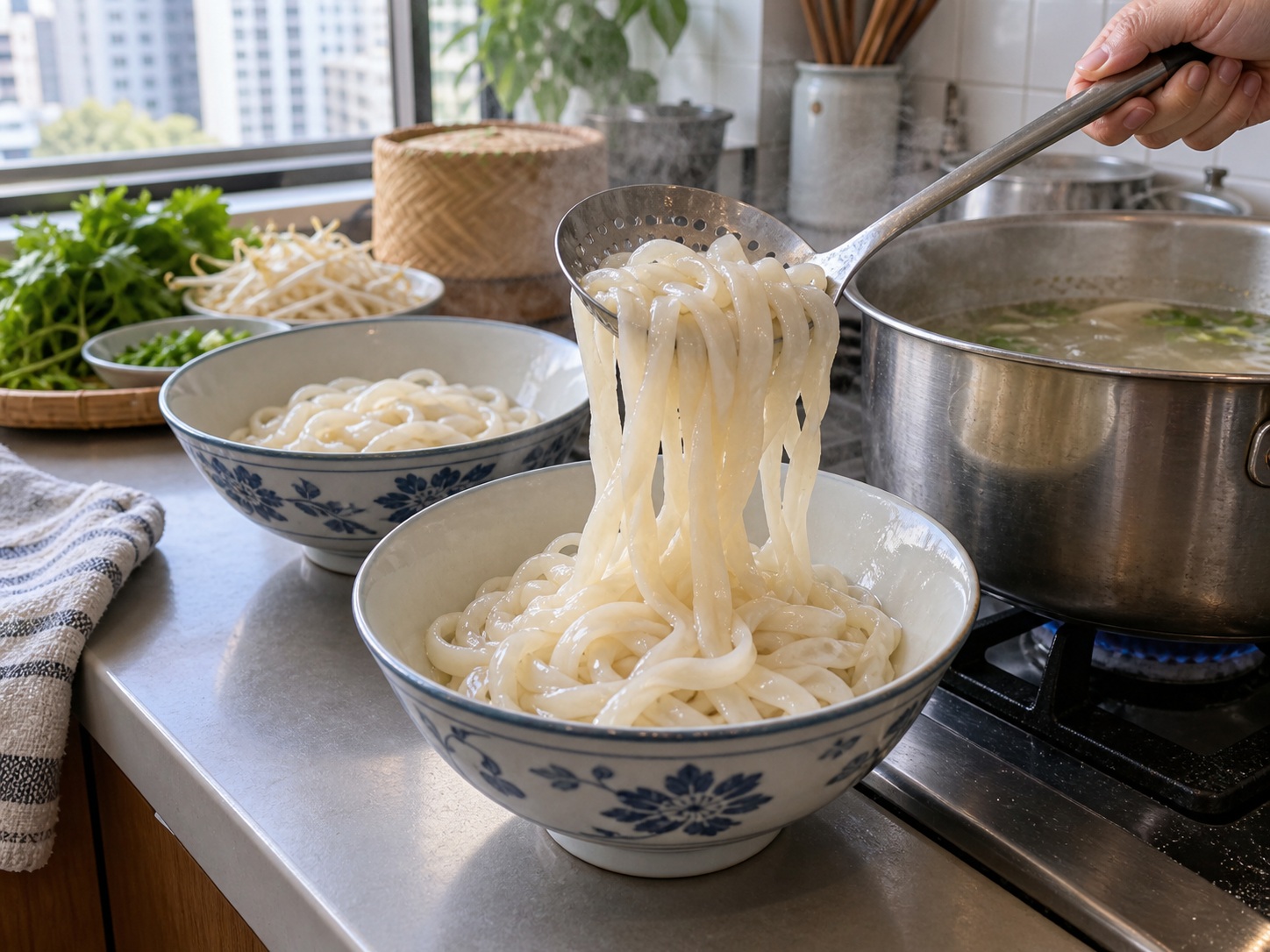 Laotian Khao Piak Sen — Finish batches separately