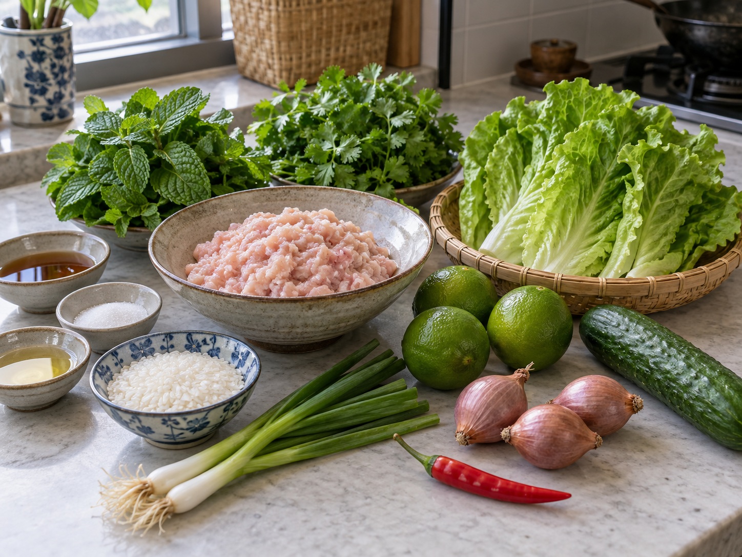 Larb Ayam Laos — bahan