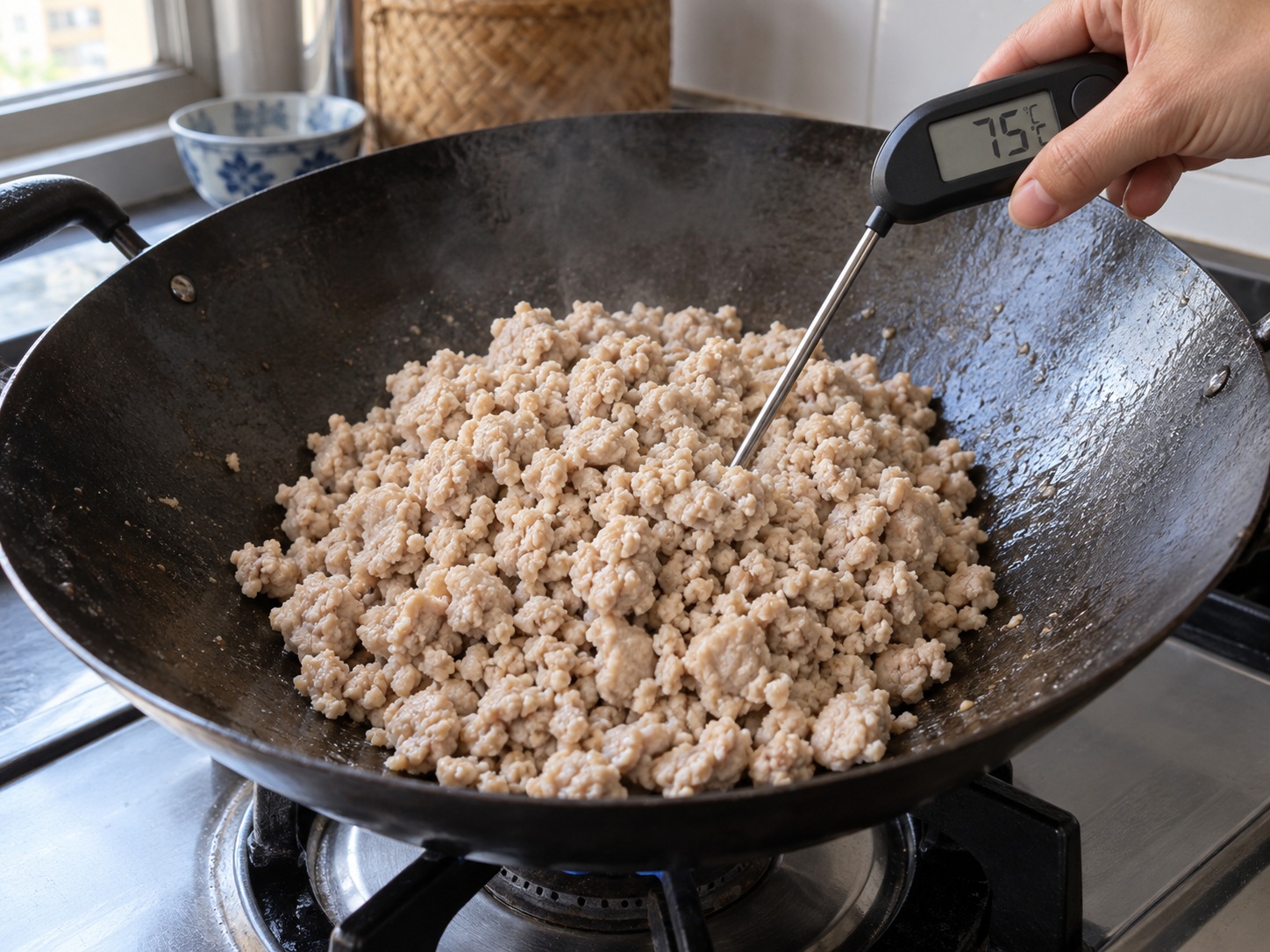 Larb Ayam Laos — Pastikan ayam mencapai 75°C