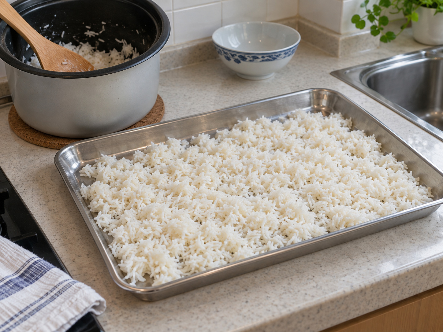 老撾香脆米飯沙律 Nam Khao — 攤飯放涼