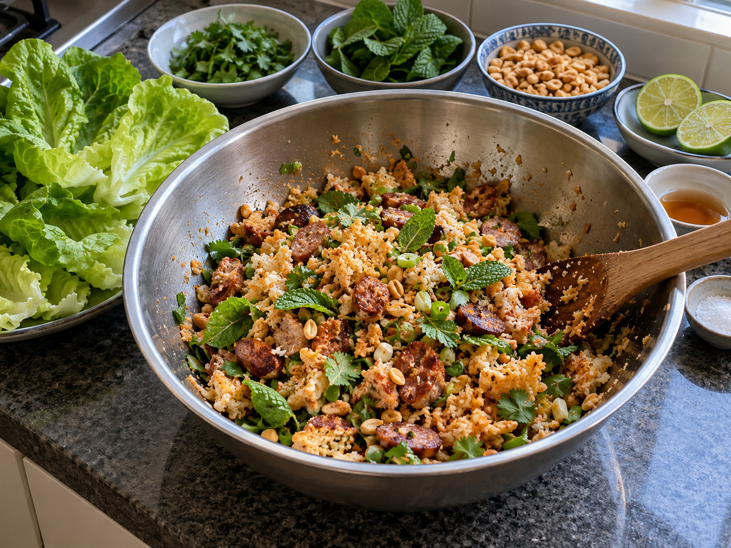 老撾香脆米飯沙律 Nam Khao — 拌勻米飯沙律