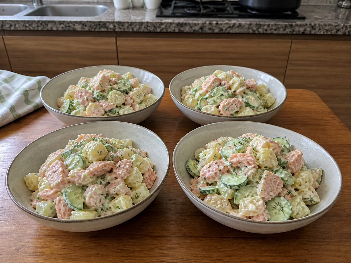 Lemon-Dill Salmon at Potato Salad: Ihain