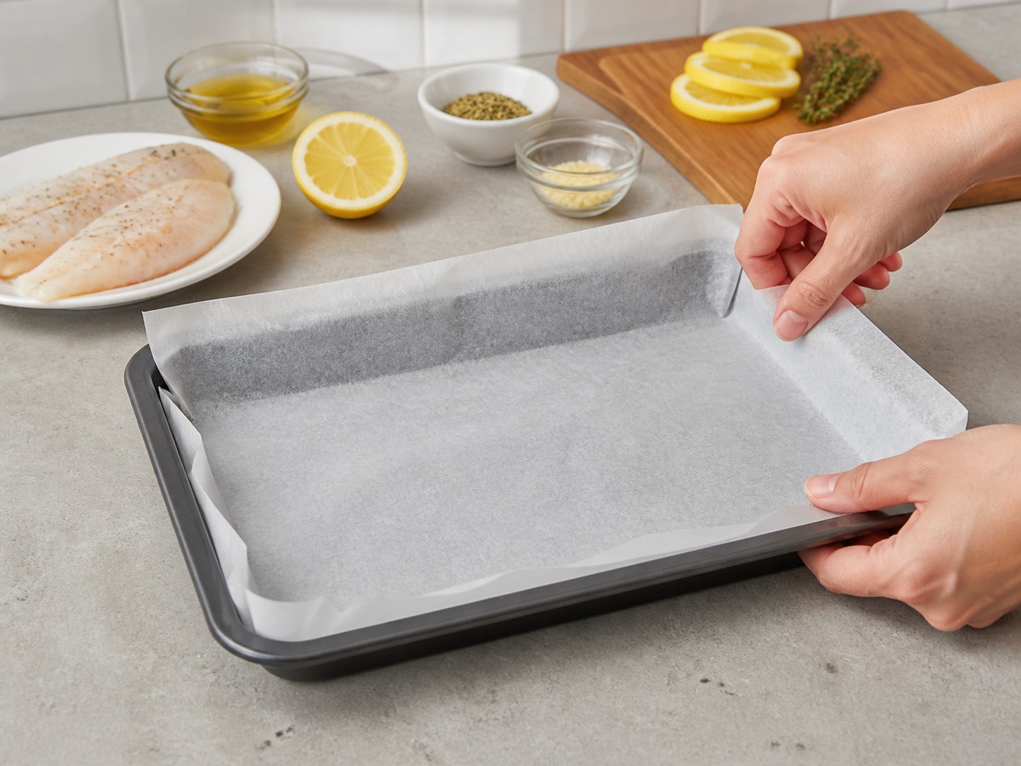 Fillet Ikan Panggang Lemon dan Herba — langkah 2