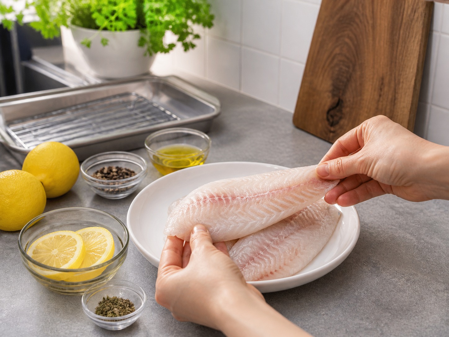 Fillet Ikan Panggang Lemon dan Herba — langkah 3