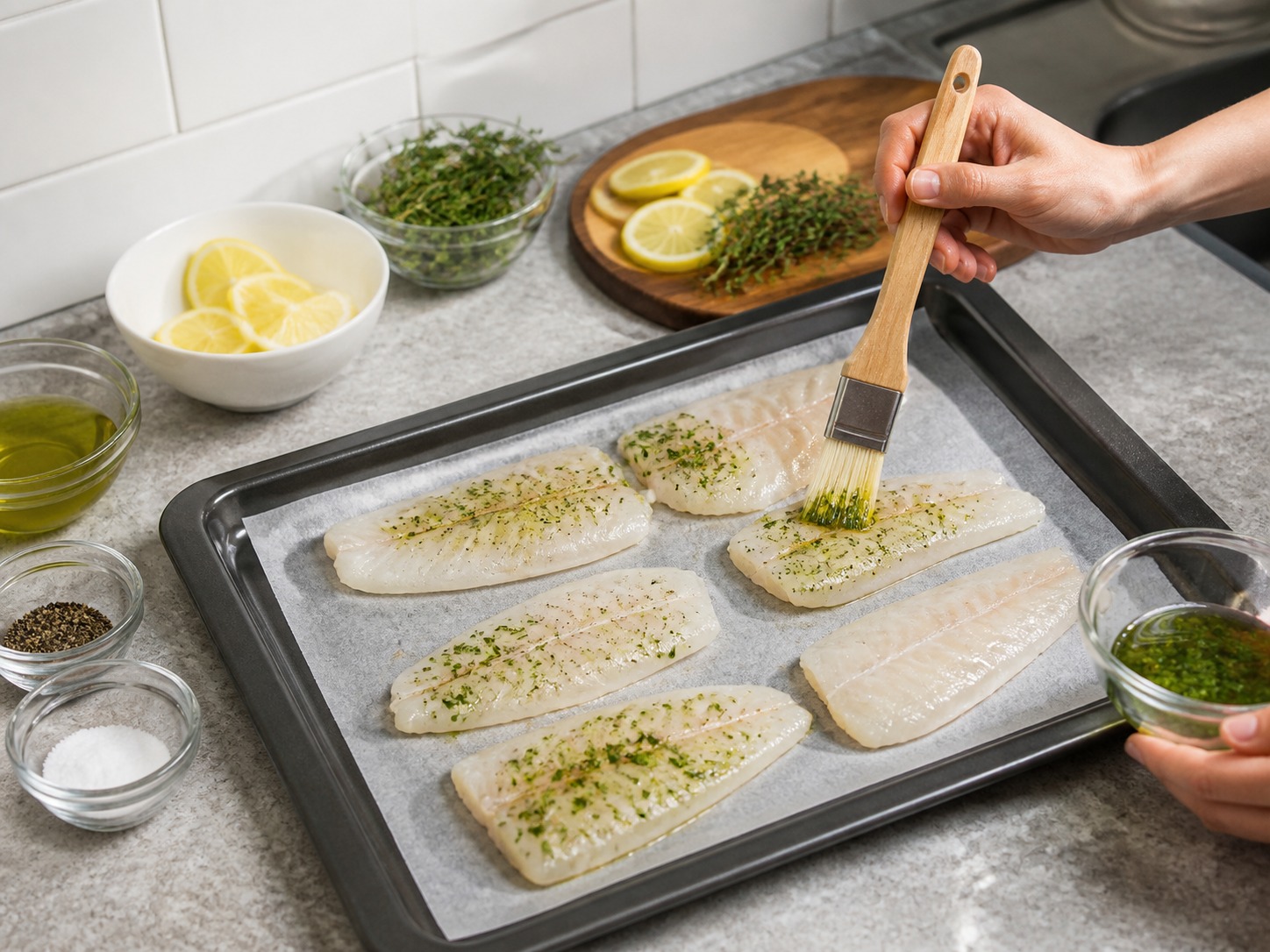 Fillet Ikan Panggang Lemon dan Herba — langkah 7