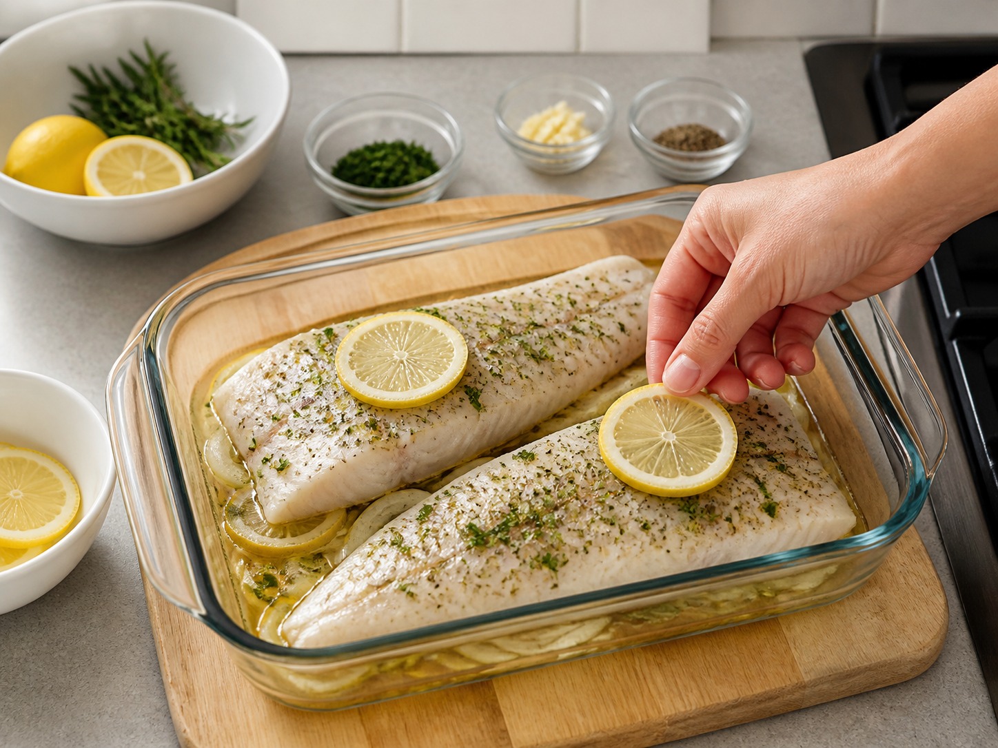 Fillet Ikan Panggang Lemon dan Herba — langkah 8