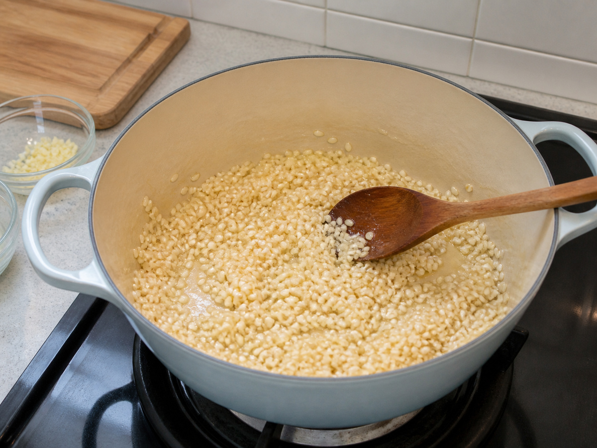 Risotto Lemon dan Kacang Polong: Tumis