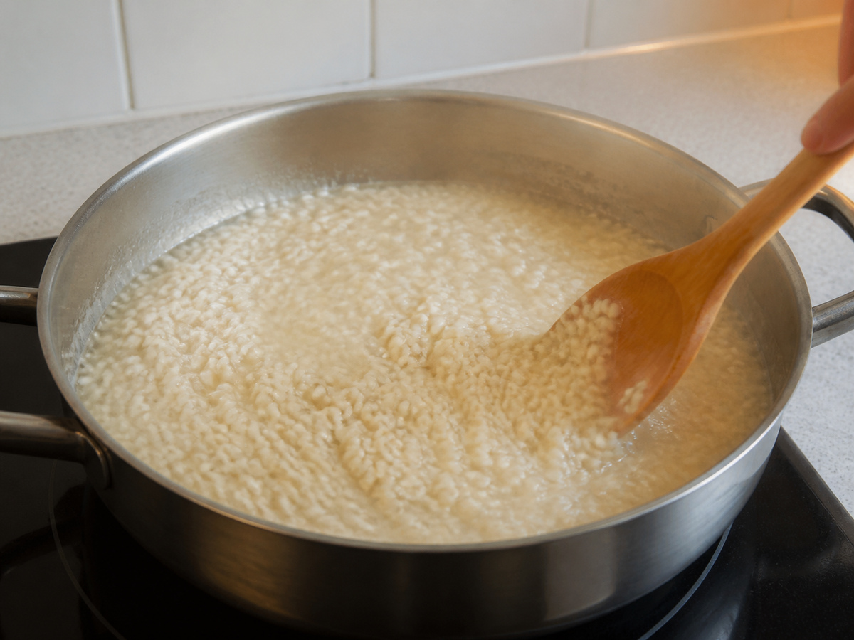 Risotto Lemon dan Kacang Polong: Didihkan perlahan