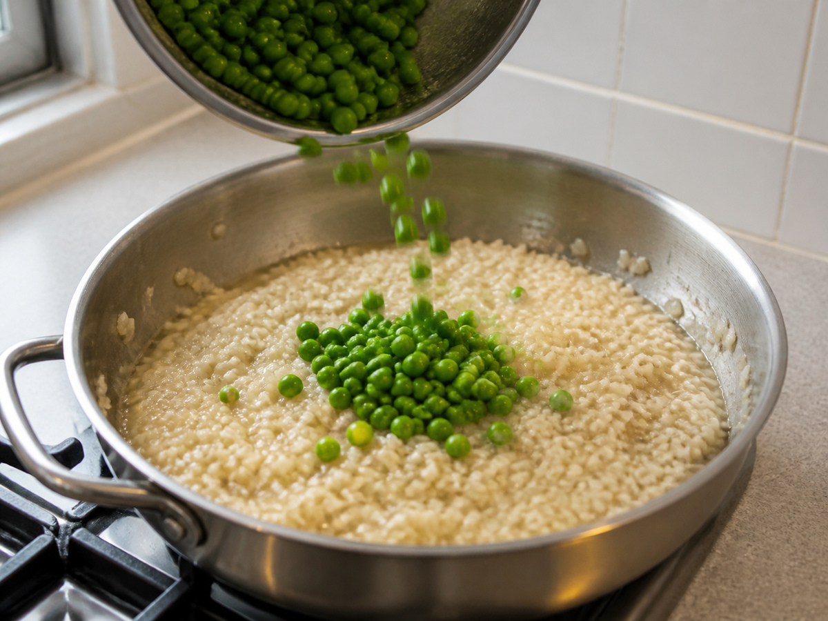 Risotto Lemon dan Kacang Polong: Masukkan bahan